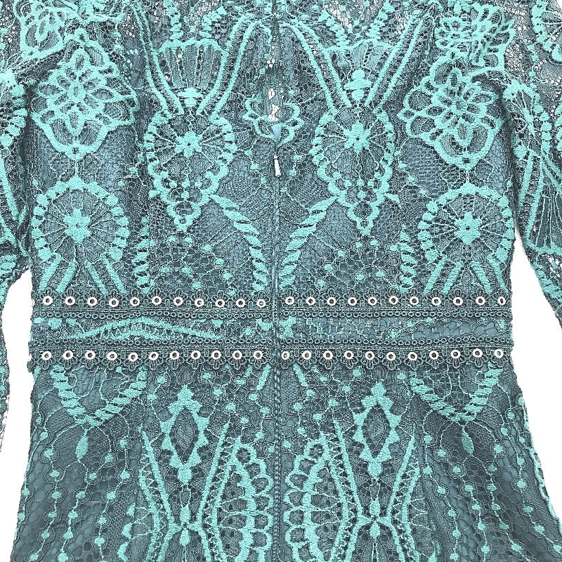 Forever New Green Lacy High-Neck Long Sleeve Mini Dress Ladies Size AU 4 NEW