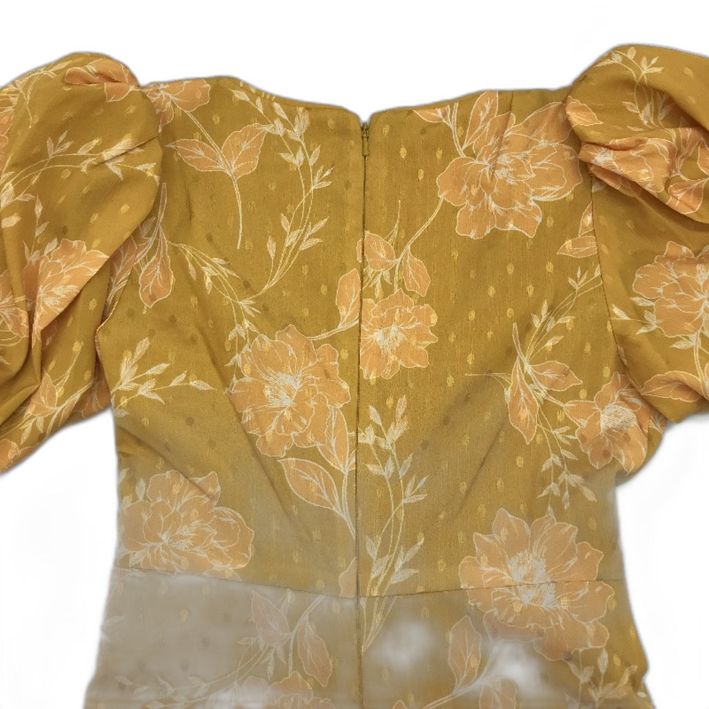 Ever New Yellow Puffy Short Sleeve Floral Mini Dress Ladies Size AU 4 NEW