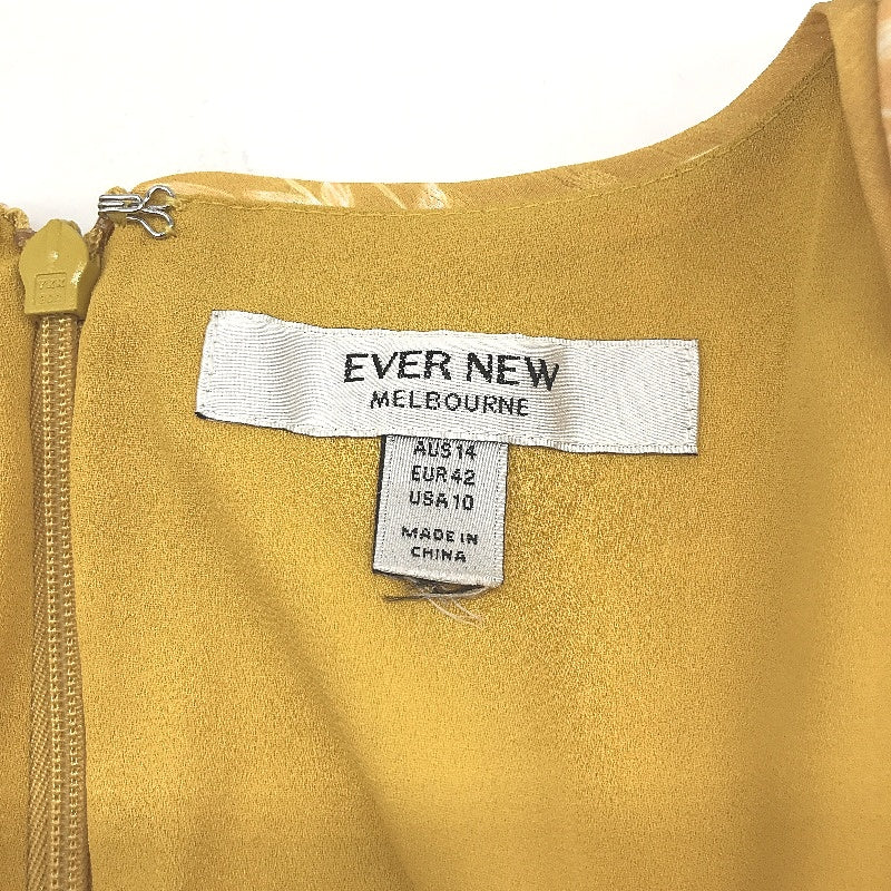 Ever New Yellow Puffy Short Sleeve Floral Mini Dress Ladies Size AU 14 NEW