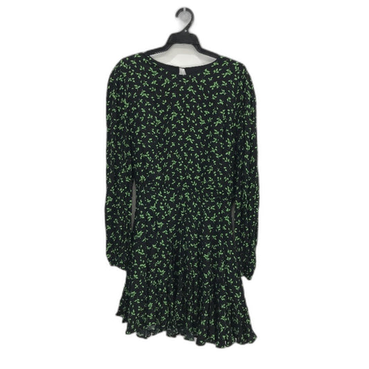 Ever New Black & Green Leaf Pattern Long Sleeve Mini Dress Ladies Size AU 14 NEW