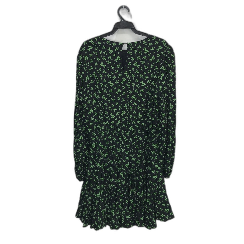 Ever New Black & Green Leaf Pattern Long Sleeve Mini Dress Ladies Size AU 14 NEW