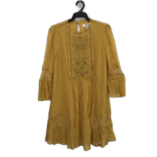 Ever New Mustard Embroidered Long Sleeve Flowy Mini Dress Ladies Size AU 4 NEW