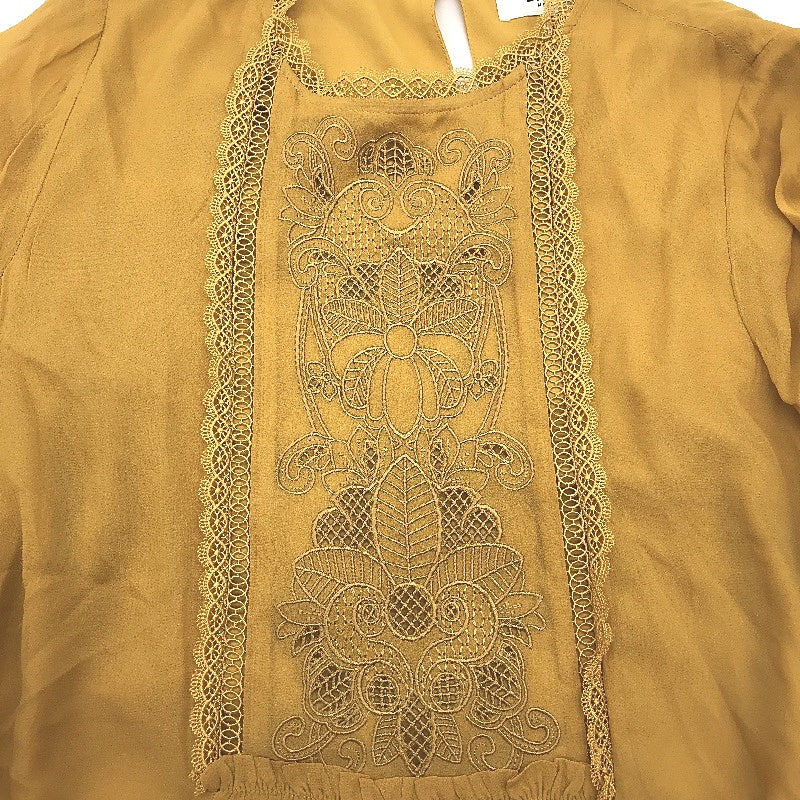 Ever New Mustard Embroidered Long Sleeve Flowy Mini Dress Ladies Size AU 4 NEW
