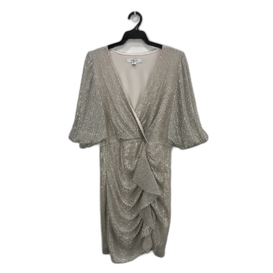 Ever New Silver Puffy Short Sleeve Mini Party Dress Ladies Size AU 10 NEW