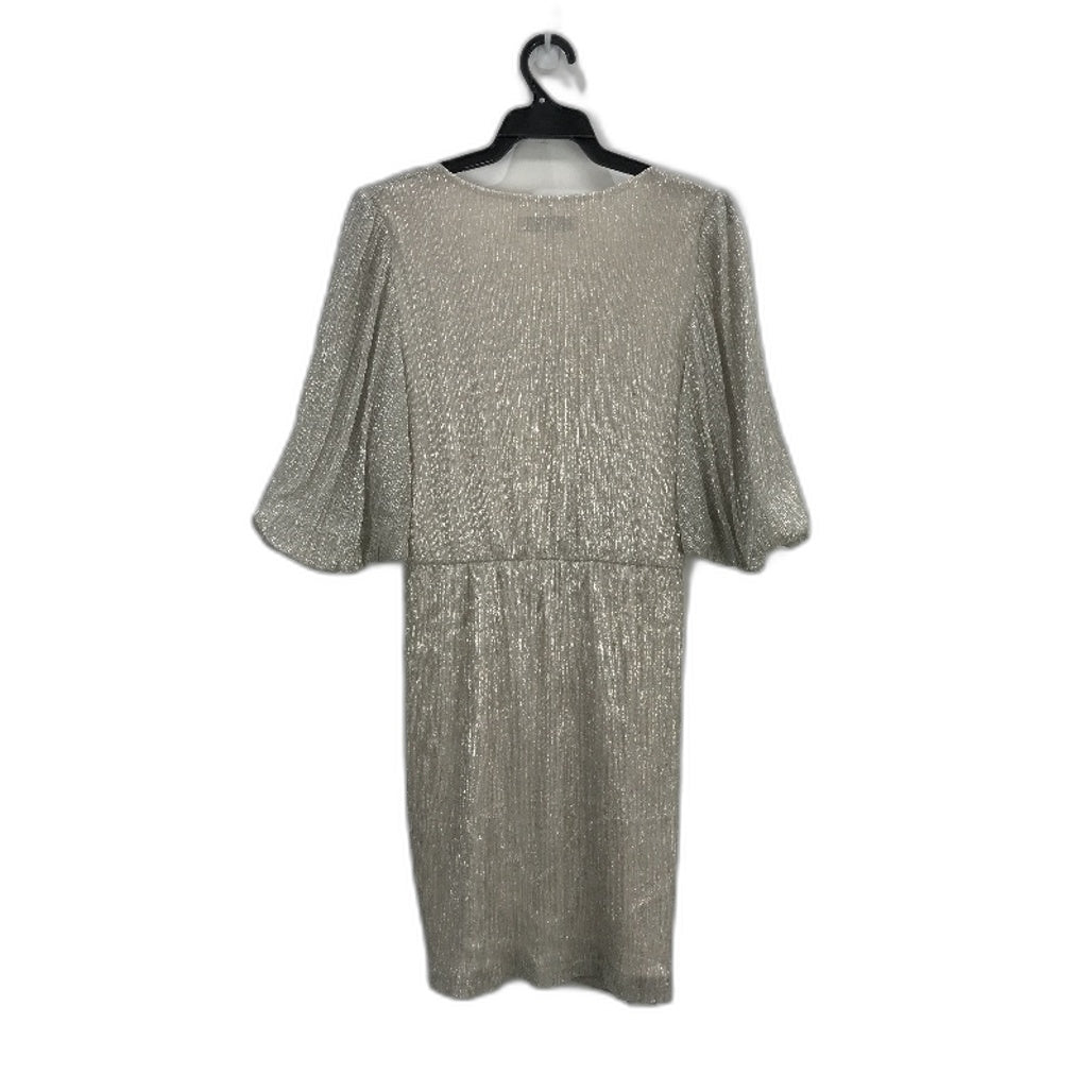 Ever New Silver Puffy Short Sleeve Mini Party Dress Ladies Size AU 10 NEW