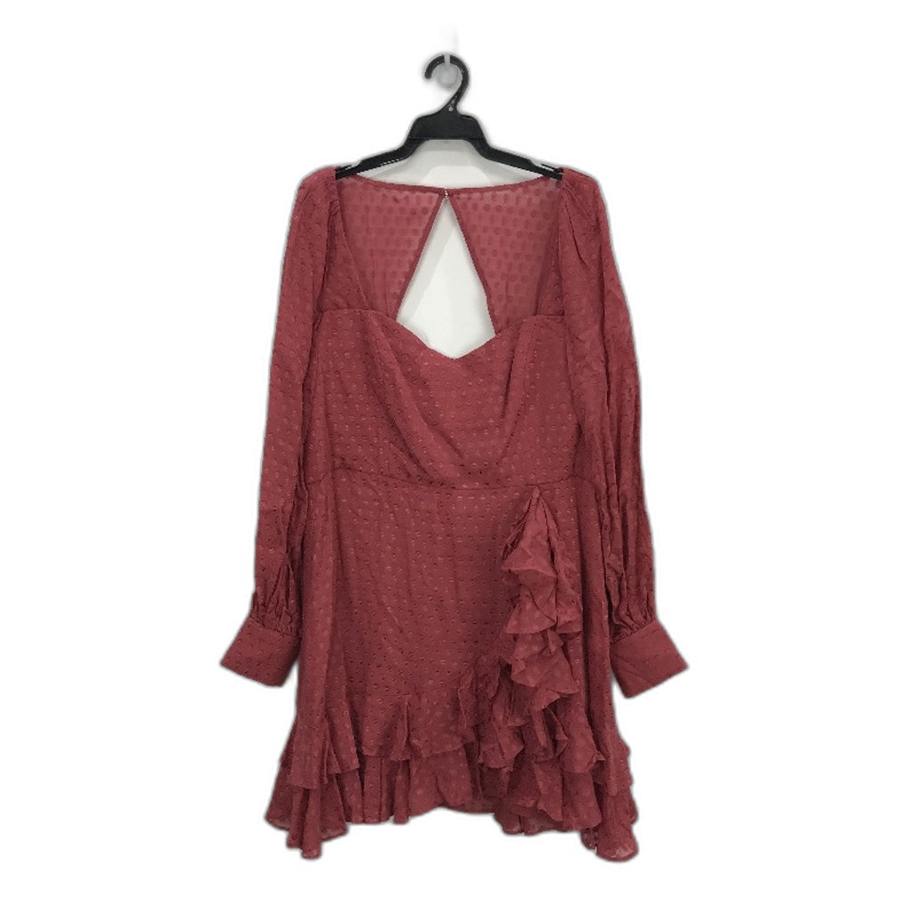 Ever New Red Pink Long Sleeve Patterned Mini Dress Ladies Size AU 18 NEW