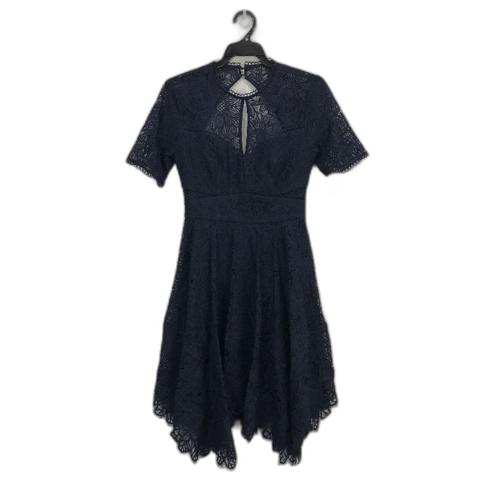 Ever New Navy Lacy Open Zip-Back Short Sleeve Mini Dress Ladies Size AU 6 NEW