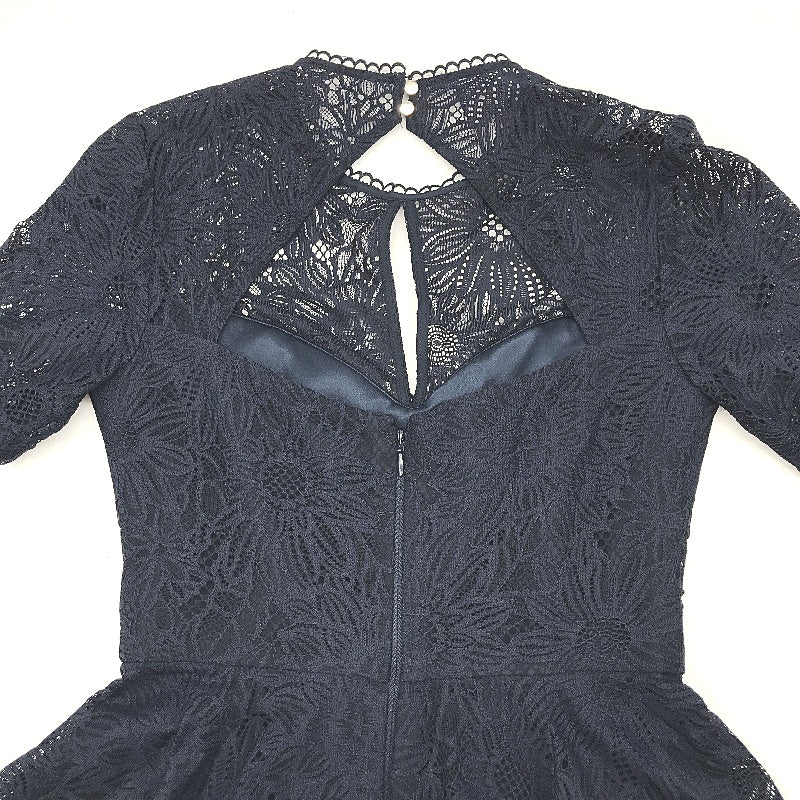 Ever New Navy Lacy Open Zip-Back Short Sleeve Mini Dress Ladies Size AU 6 NEW