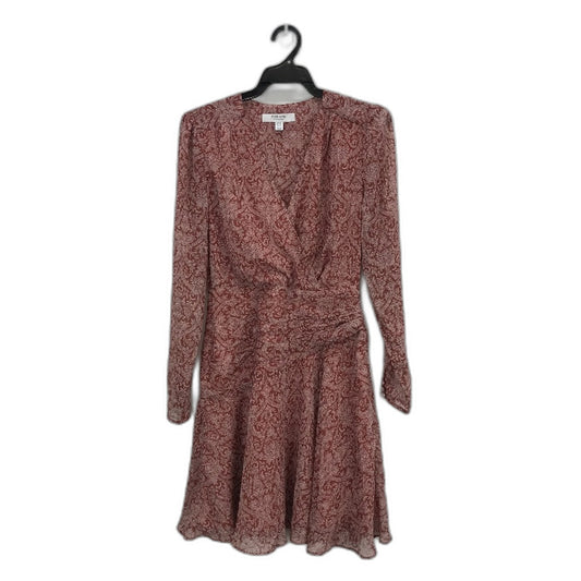 Ever New Dull Red Patterned Long Sleeve Cross Front Dress Ladies Size AU 6 NEW