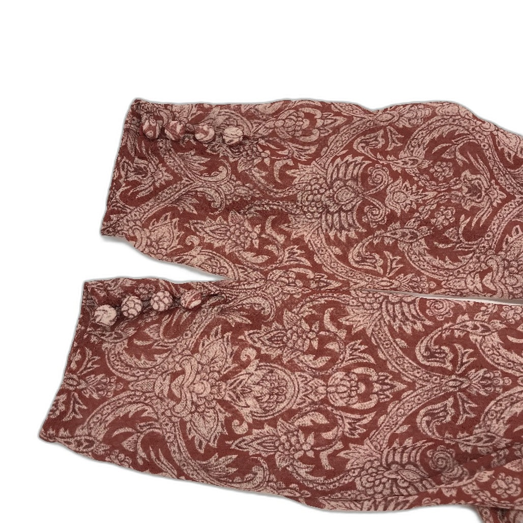 Ever New Dull Red Patterned Long Sleeve Cross Front Dress Ladies Size AU 6 NEW