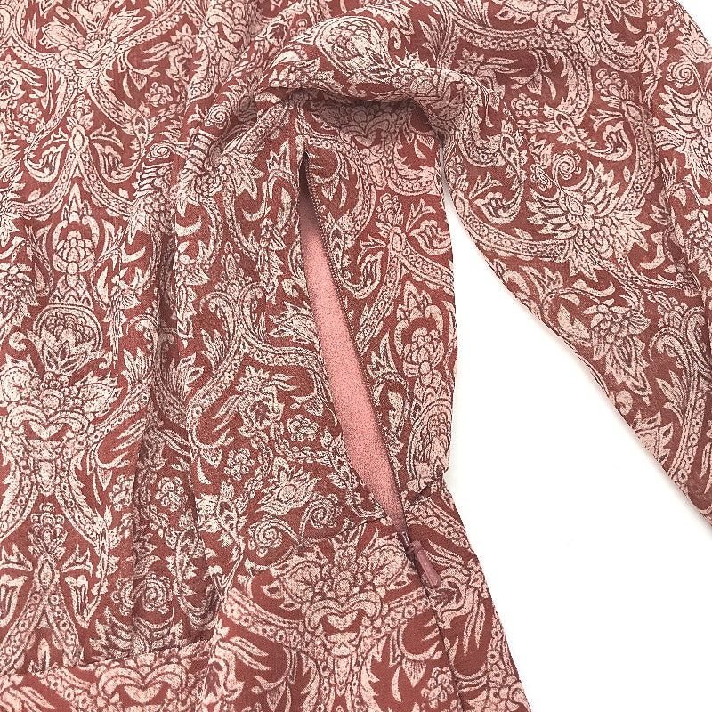 Ever New Dull Red Patterned Long Sleeve Cross Front Dress Ladies Size AU 6 NEW