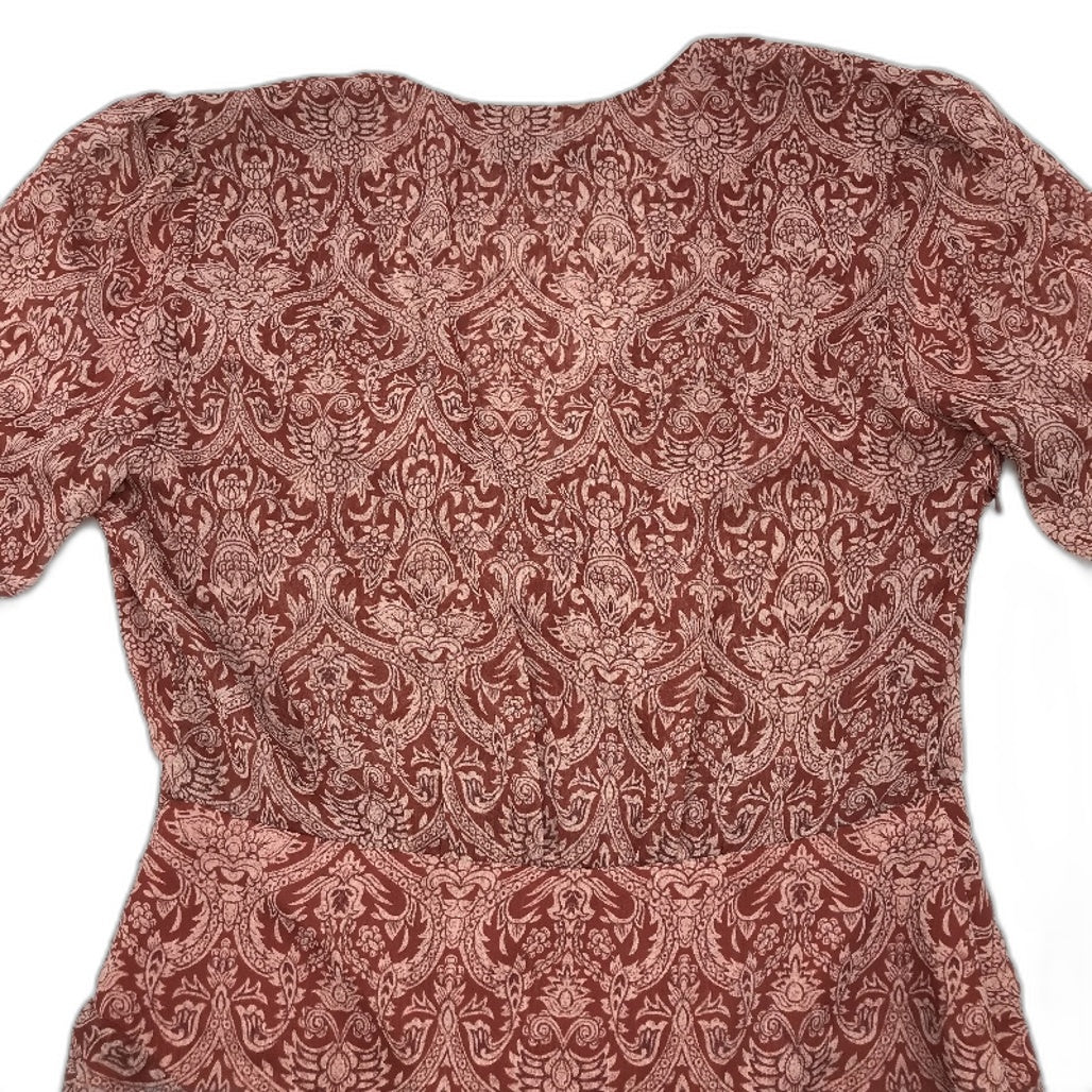 Ever New Dull Red Patterned Long Sleeve Cross Front Dress Ladies Size AU 6 NEW