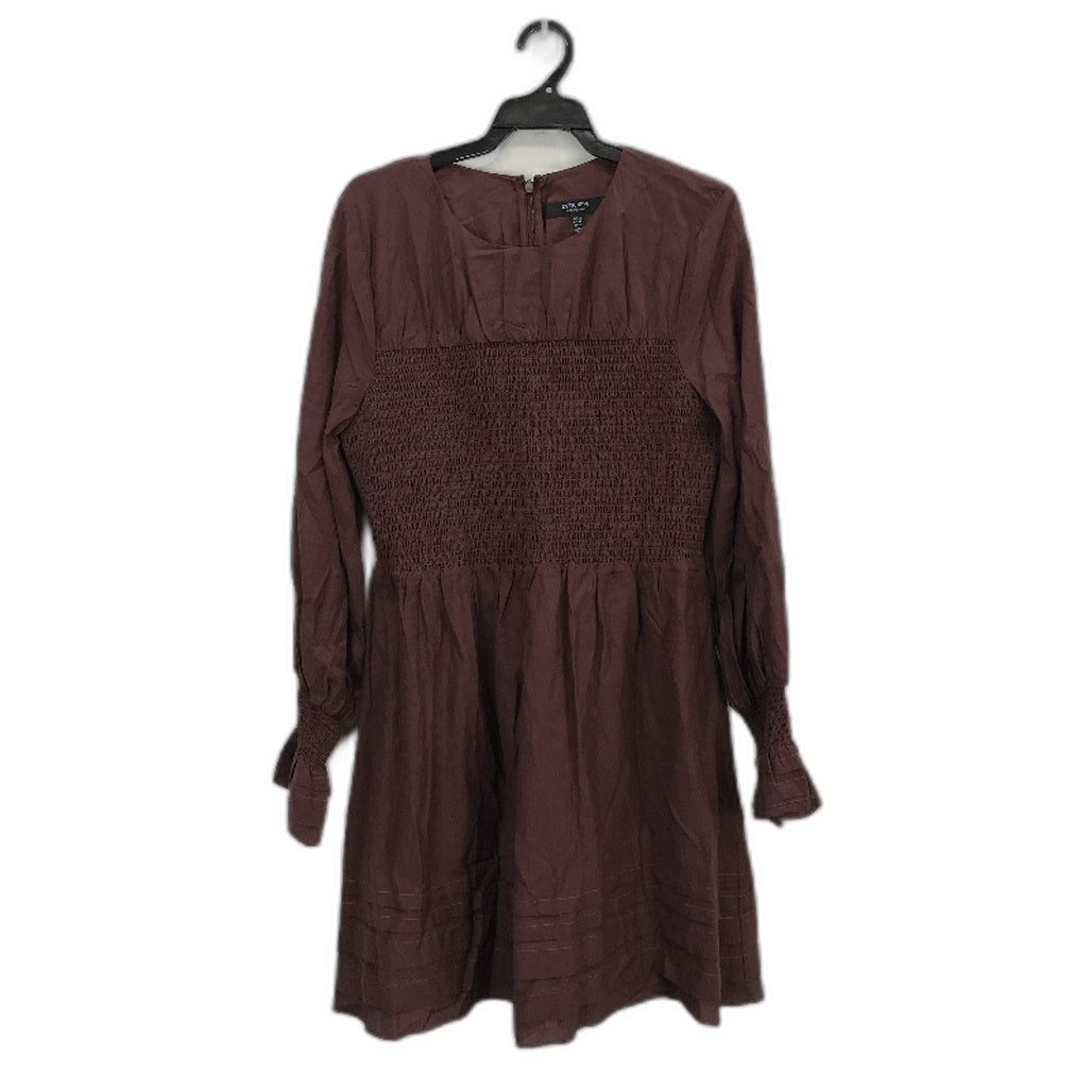 Ever New Brown Zip Back Long Sleeve High Neck Mini Dress Ladies Size AU 12 NEW