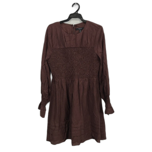 Ever New Brown Zip Back Long Sleeve High Neck Mini Dress Ladies Size AU 12 NEW