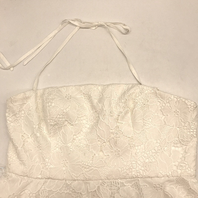 Ever New White Lacy Embroidered Zip Back Halter Mini Dress Ladies Size AU 18 NEW