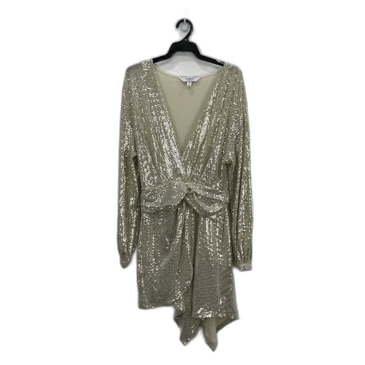 Ever New Light Gold Sparkly Long Sleeve Mini Party Dress Ladies Size AU 8 NEW