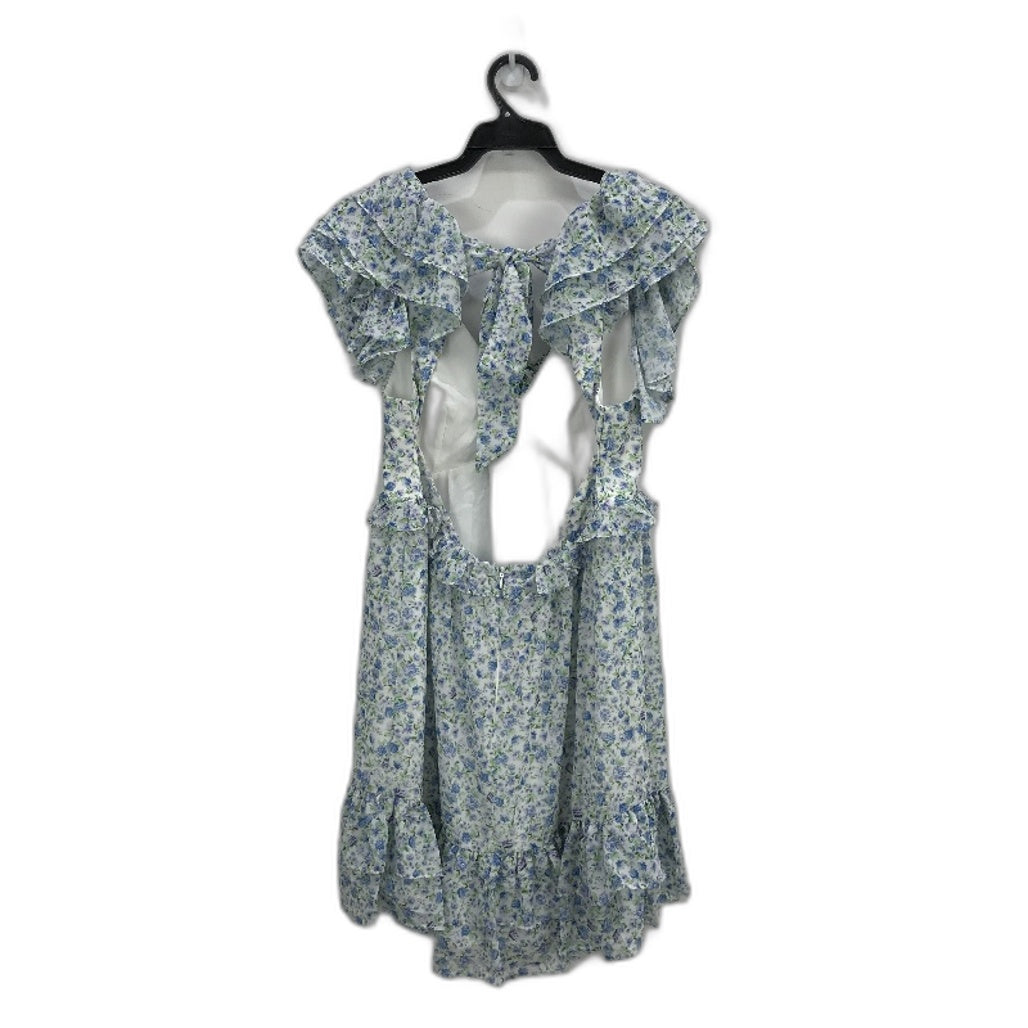 Ever New Open Back Ruffle Trim Floral Patterned Mini Dress Ladies Size AU 10 NEW