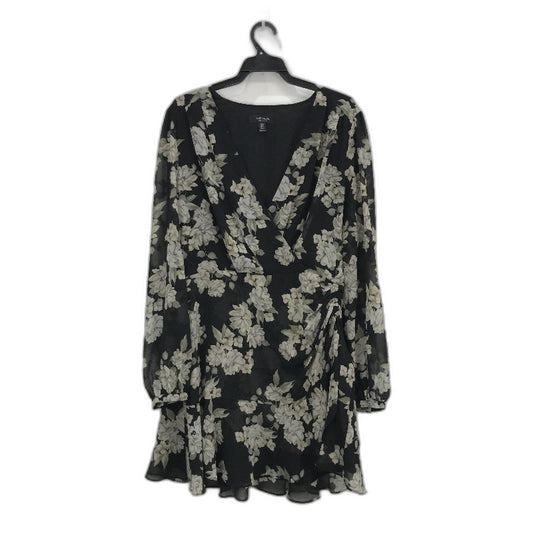 Ever New Black Flowy Floral Crossover Front Mini Dress Ladies Size AU 14 NEW