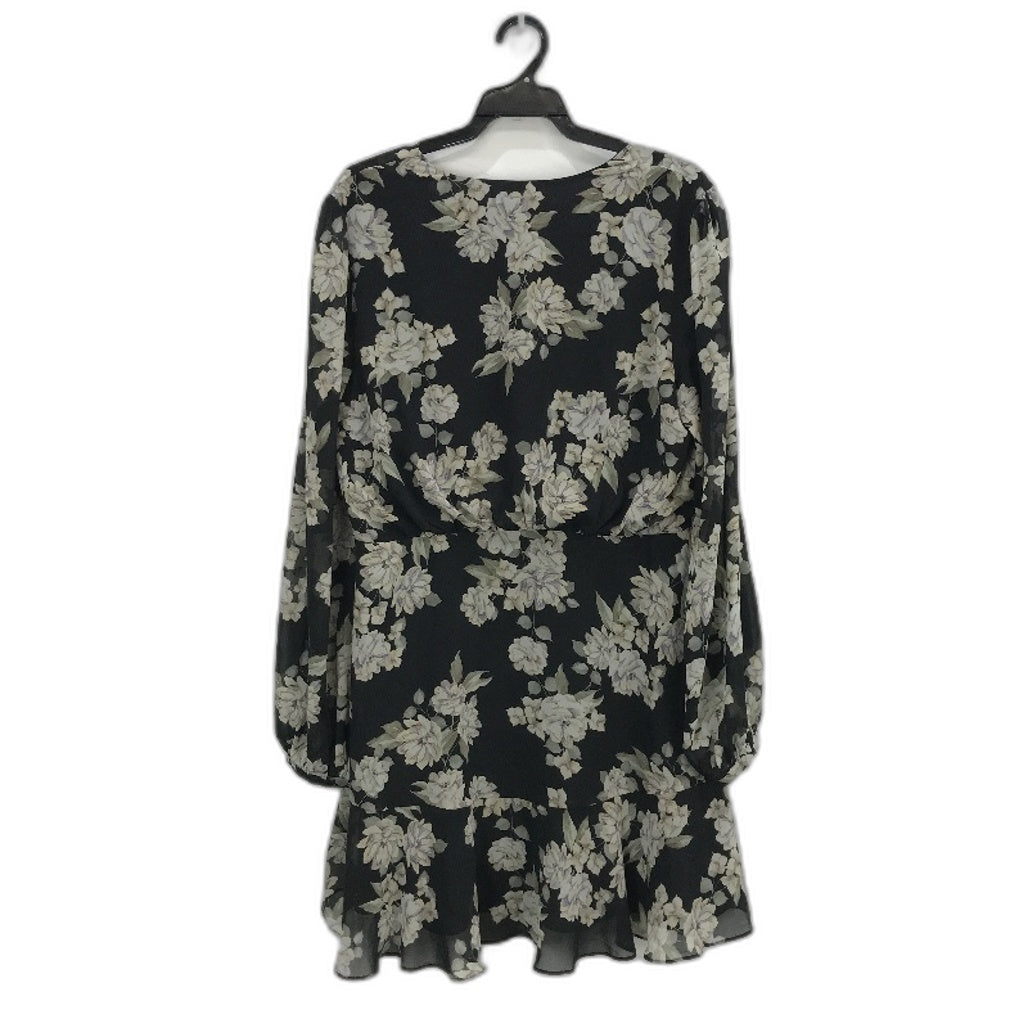 Ever New Black Flowy Floral Crossover Front Mini Dress Ladies Size AU 14 NEW
