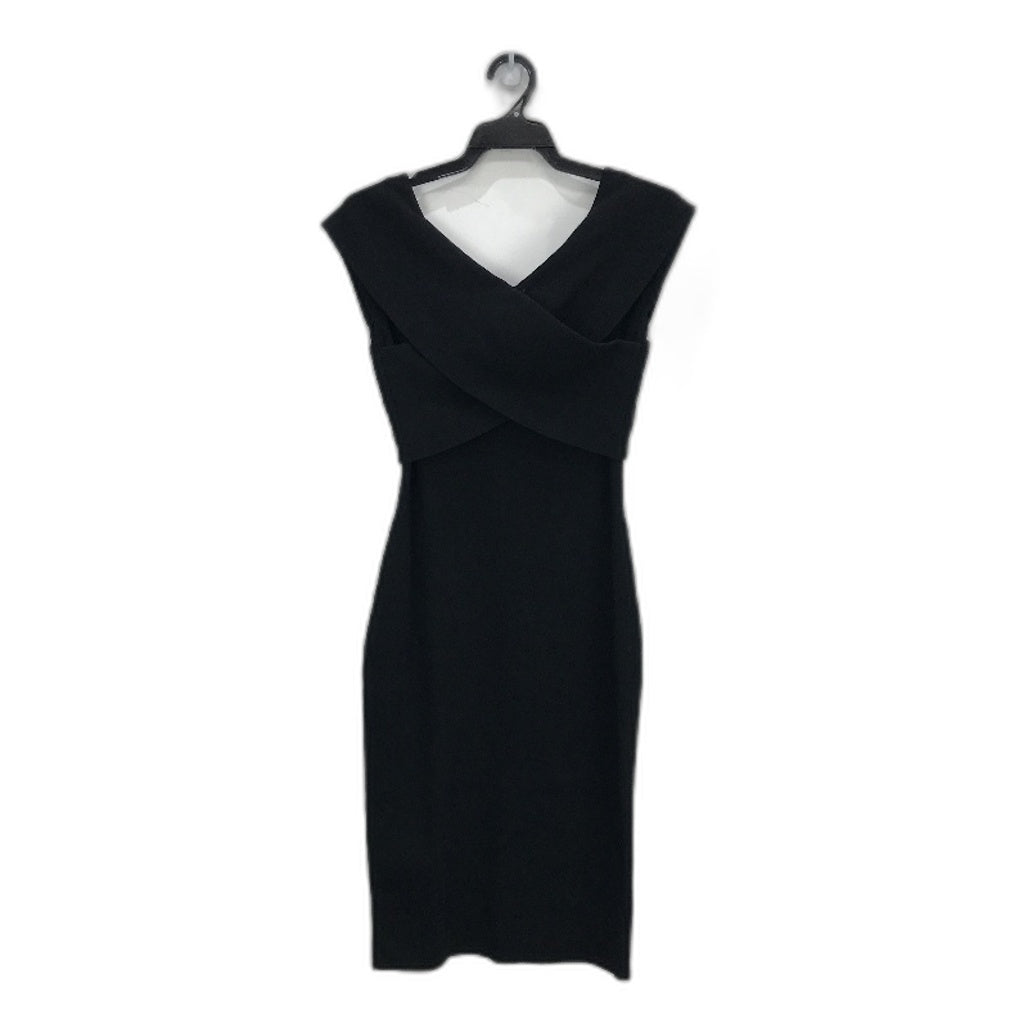 Ever New Black Bodycon Classy Crossover Ribbed Midi Dress Ladies Size AU 10 NEW