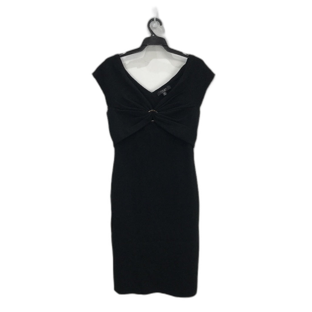 Ever New Black Bodycon Classy Crossover Ribbed Midi Dress Ladies Size AU 14 NEW