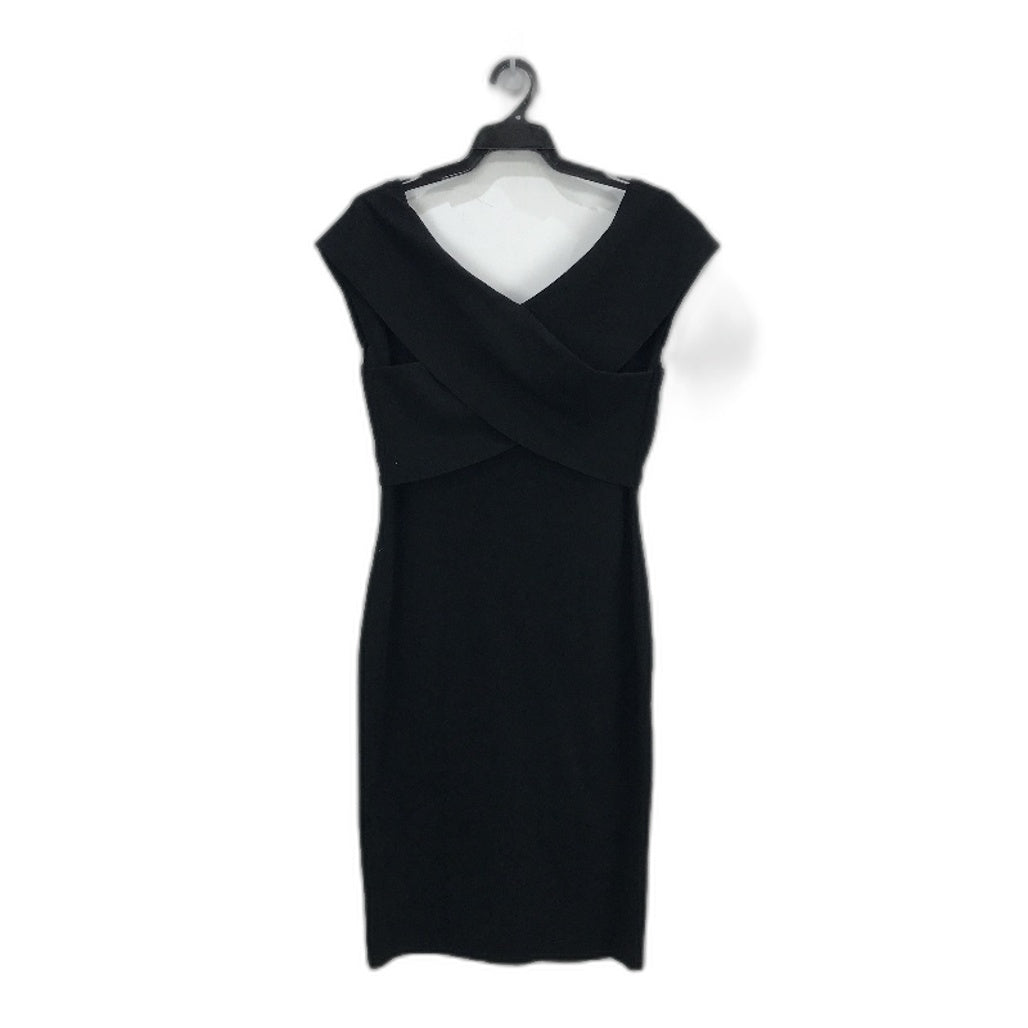 Ever New Black Bodycon Classy Crossover Ribbed Midi Dress Ladies Size AU 14 NEW