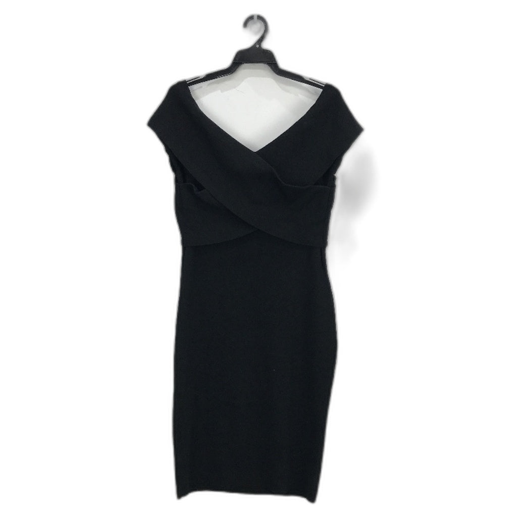 Ever New Black Bodycon Classy Crossover Ribbed Midi Dress Ladies Size AU 16 NEW