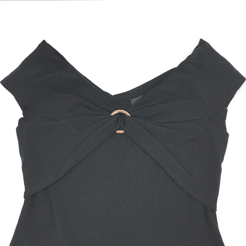 Ever New Black Bodycon Classy Crossover Ribbed Midi Dress Ladies Size AU 16 NEW
