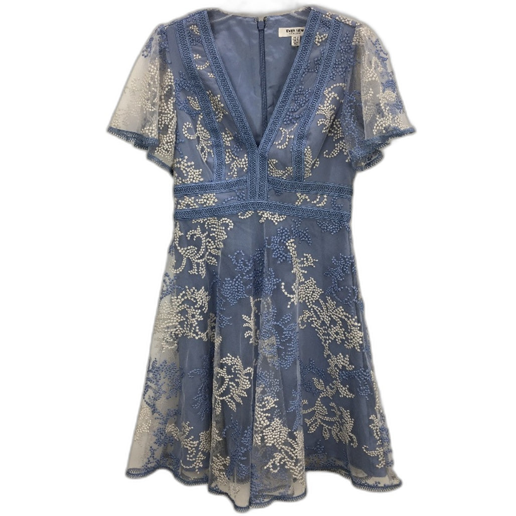Ever New Blue & White Patterned Floral Short Sleeve Mini Dress Ladies Size AU 8