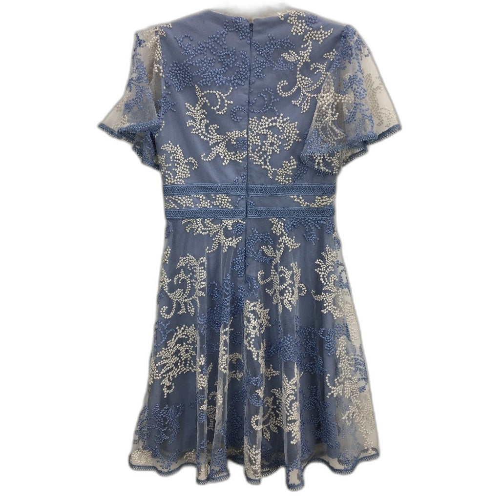 Ever New Blue & White Patterned Floral Short Sleeve Mini Dress Ladies Size AU 8