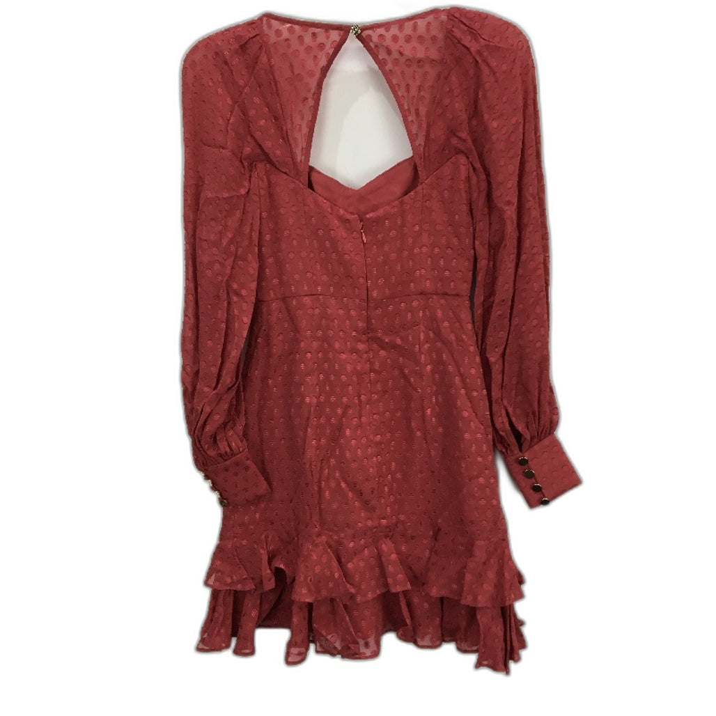 Ever New Red Pink Long Sleeve Embroidered Patterned Mini Dress Ladies Size AU 4
