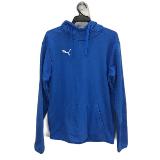 PUMA Electric Blue LIGA Hoodie With White Logo & Front Pocket Mens Size XS NEW