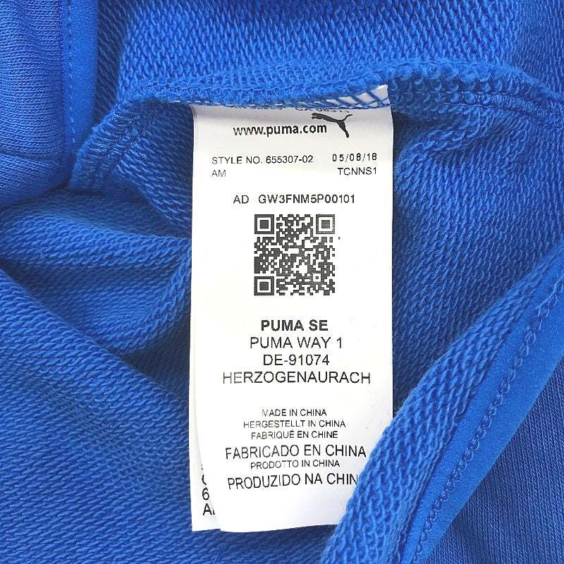 PUMA Electric Blue LIGA Hoodie With White Logo & Front Pocket Mens Size XS NEW