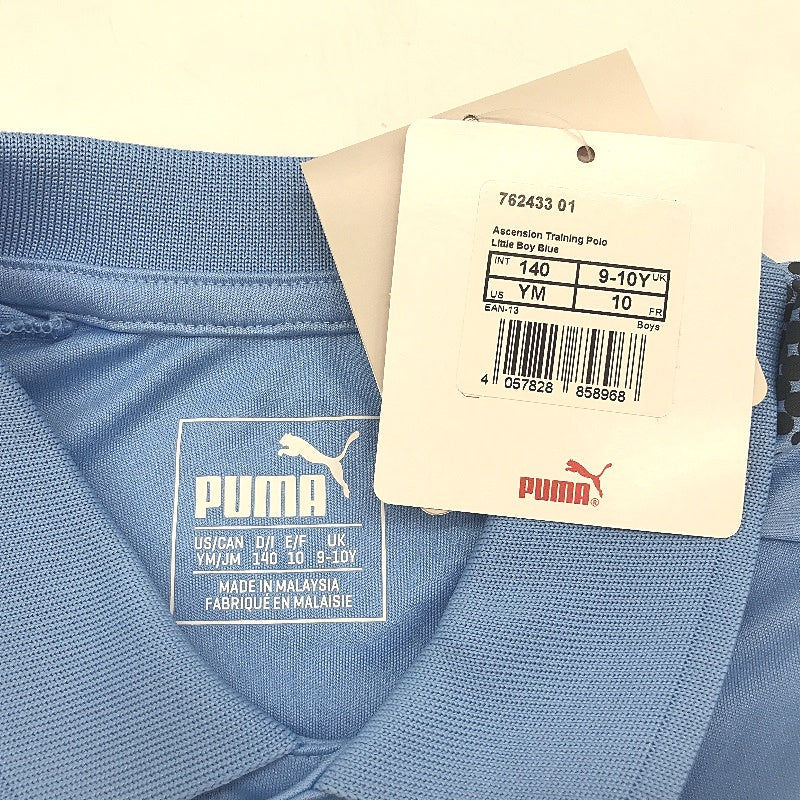 PUMA Junior Blue Ascension Training Short Sleeve Polo Shirt Youth Size M 9-10Y