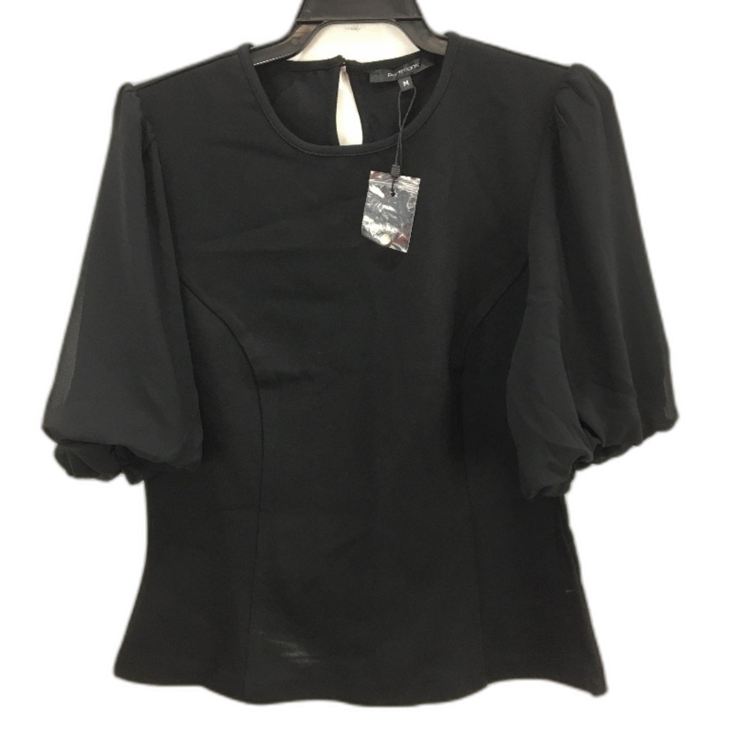Portmans Black Crew Puff Short Sleeve Top Ladies Size Medium NEW