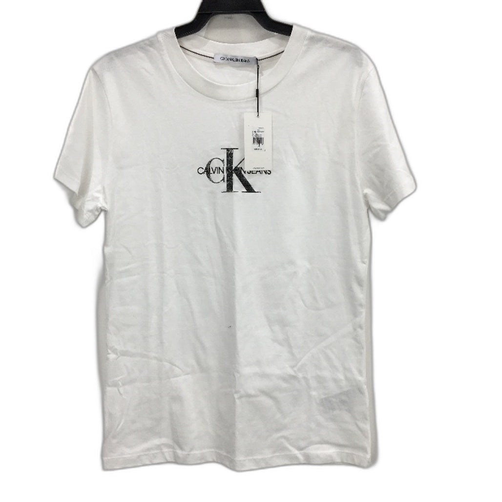 Calvin Klein Jeans Bright White 100% Cotton Logo T-Shirt Ladies Size Large NEW