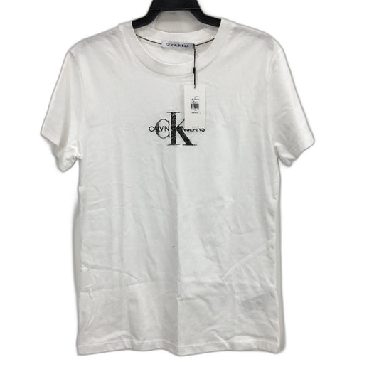 Calvin Klein Jeans Bright White 100% Cotton Logo T-Shirt Ladies Size Large NEW