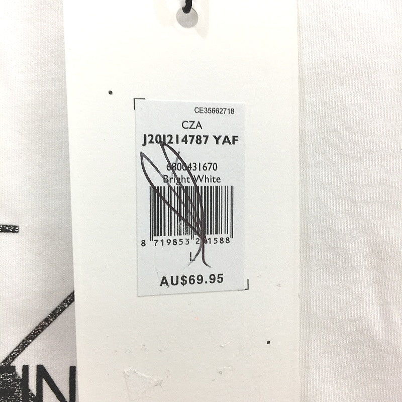 Calvin Klein Jeans Bright White 100% Cotton Logo T-Shirt Ladies Size Large NEW