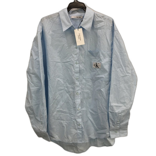 Calvin Klein Jeans Keepsake Blue Cotton Relaxed Collared Shirt Lds Size XL NEW