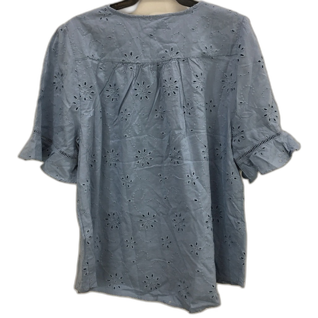 Just Jeans Blue Cotton Blend Eva Lace Insert Top Ladies Size 16 NEW