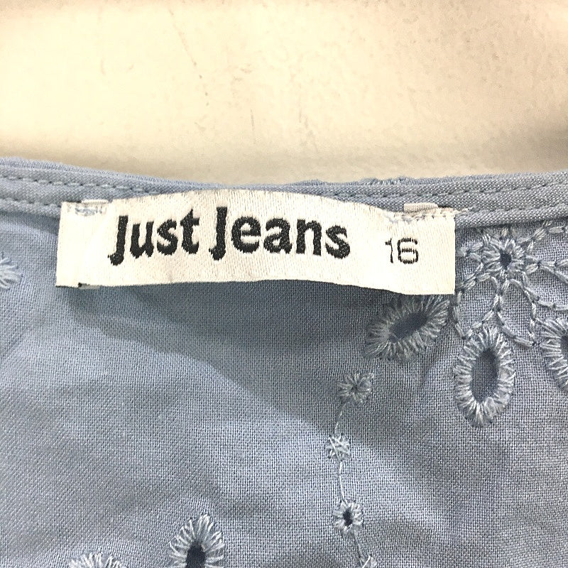 Just Jeans Blue Cotton Blend Eva Lace Insert Top Ladies Size 16 NEW
