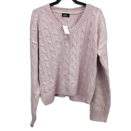 Dotti Pink Lavender Kimmy Cable V-Neck Knit Jumper Ladies Size Medium NEW