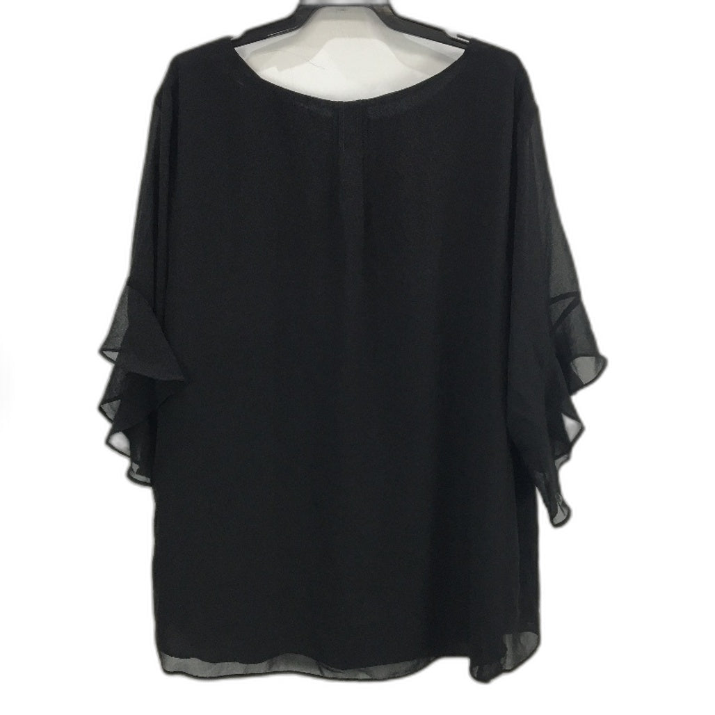 Jacqui E Curve Black Casey Light & Flowy Blouse Ladies Size 22 NEW