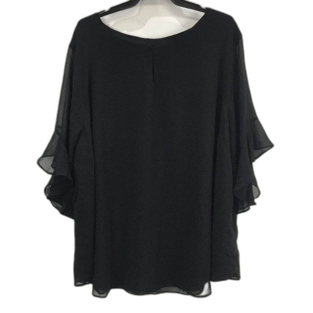 Jacqui E Curve Black Casey Light & Flowy Blouse Ladies Size 22 NEW