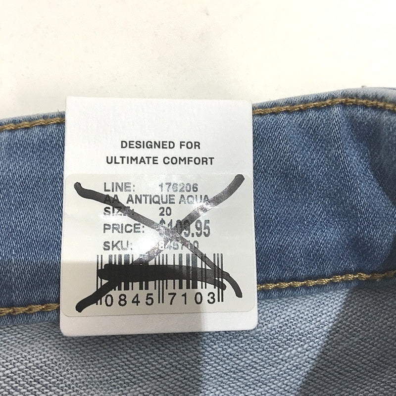 Just Jeans Curve Antique Blue Amaze Knit Straight Leg Mid Rise Jeans  Sz 20 NEW
