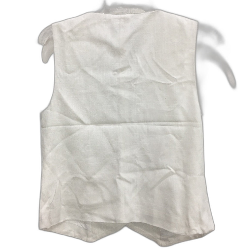 Dotti White Linen Blend Maya Button Up Vest Ladies Size 10 NEW