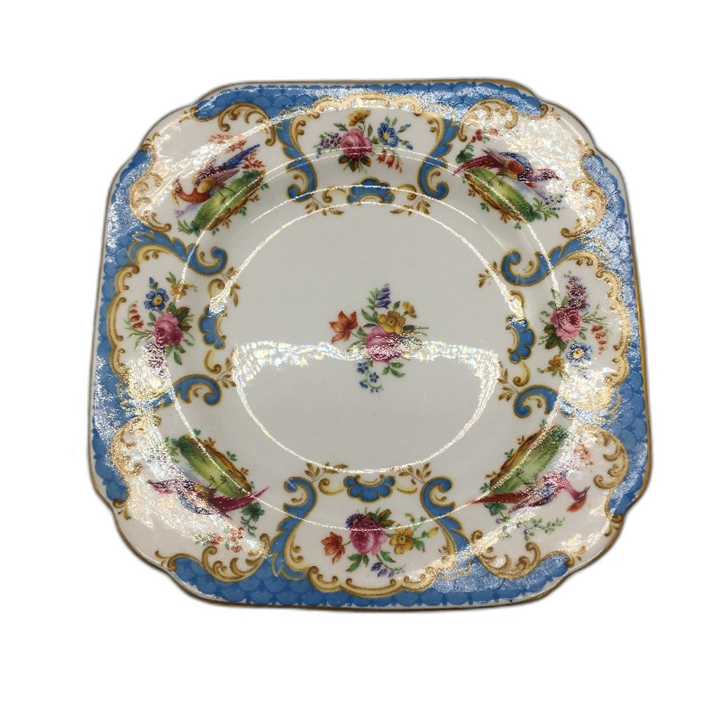 VINTAGE Grosvenor Fine China Made In England Rutland Blue Tea up & Saucer Set
