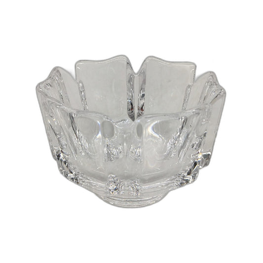 Orrefors Sweden Crystal Clear Glass Heavy Flower Faceded Bowl 12cm