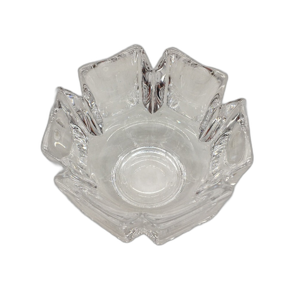 Orrefors Sweden Crystal Clear Glass Heavy Flower Faceded Bowl 12cm