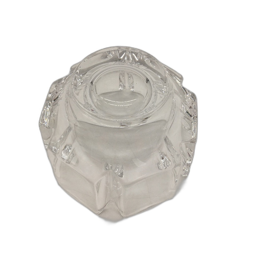 Orrefors Sweden Crystal Clear Glass Heavy Flower Faceded Bowl 12cm